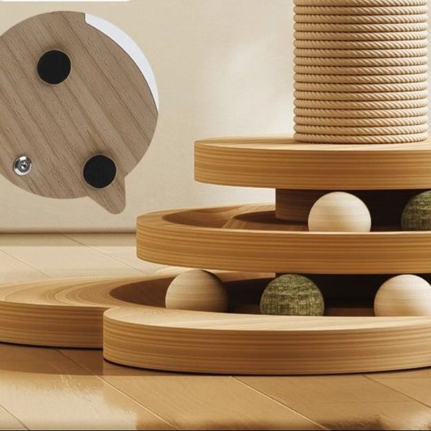 猫 おもちゃ 木製回転ボール遊び猫じゃらし