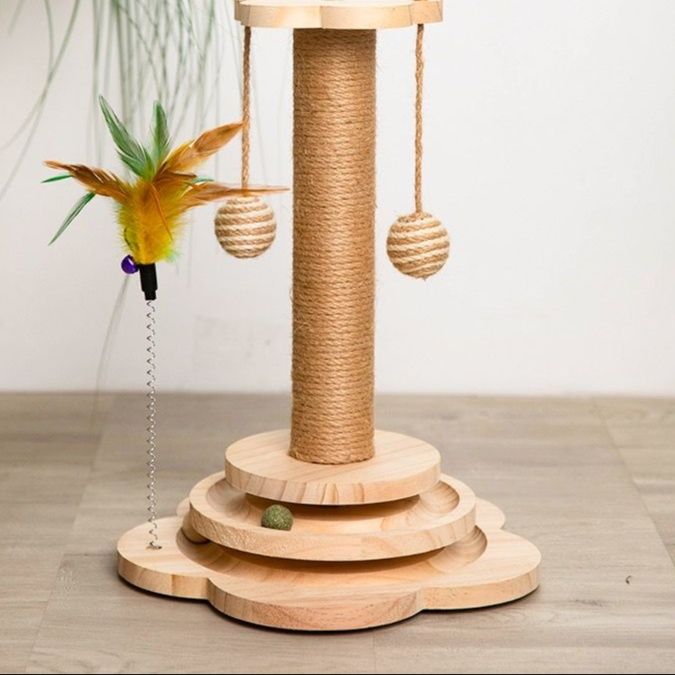 猫 おもちゃ 木製回転ボール遊び猫じゃらし
