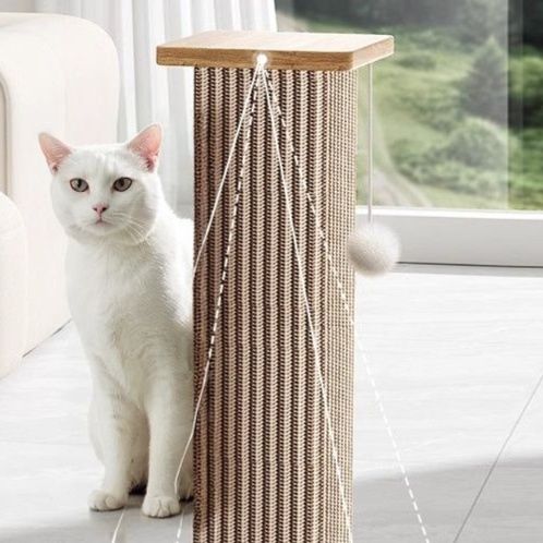 猫 おもちゃ 天然木の和モダン 据え置き型 爪とぎポール
