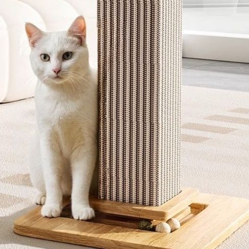 猫 おもちゃ 天然木の和モダン 据え置き型 爪とぎポール
