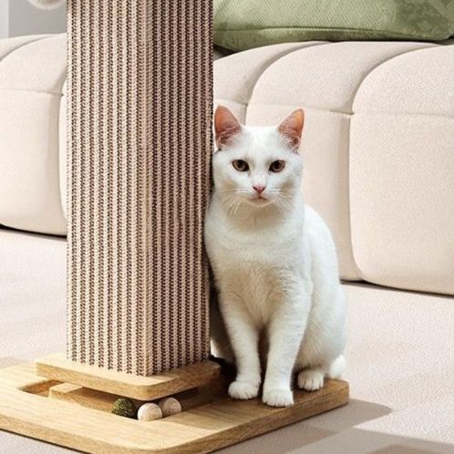 猫 おもちゃ 天然木の和モダン 据え置き型 爪とぎポール