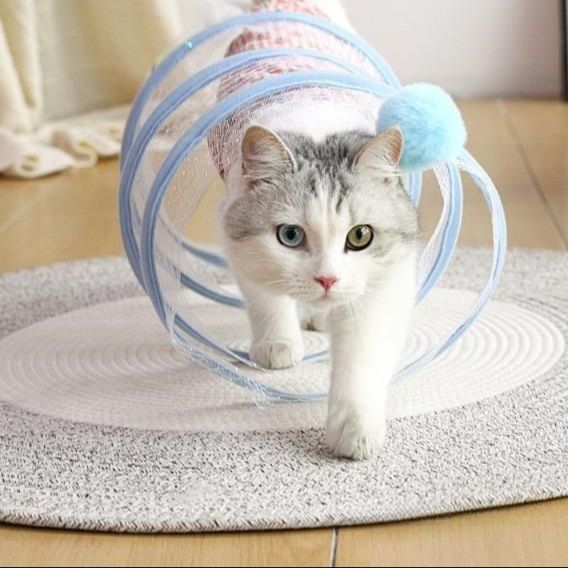 猫 おもちゃ らせんトンネル知育玩具
