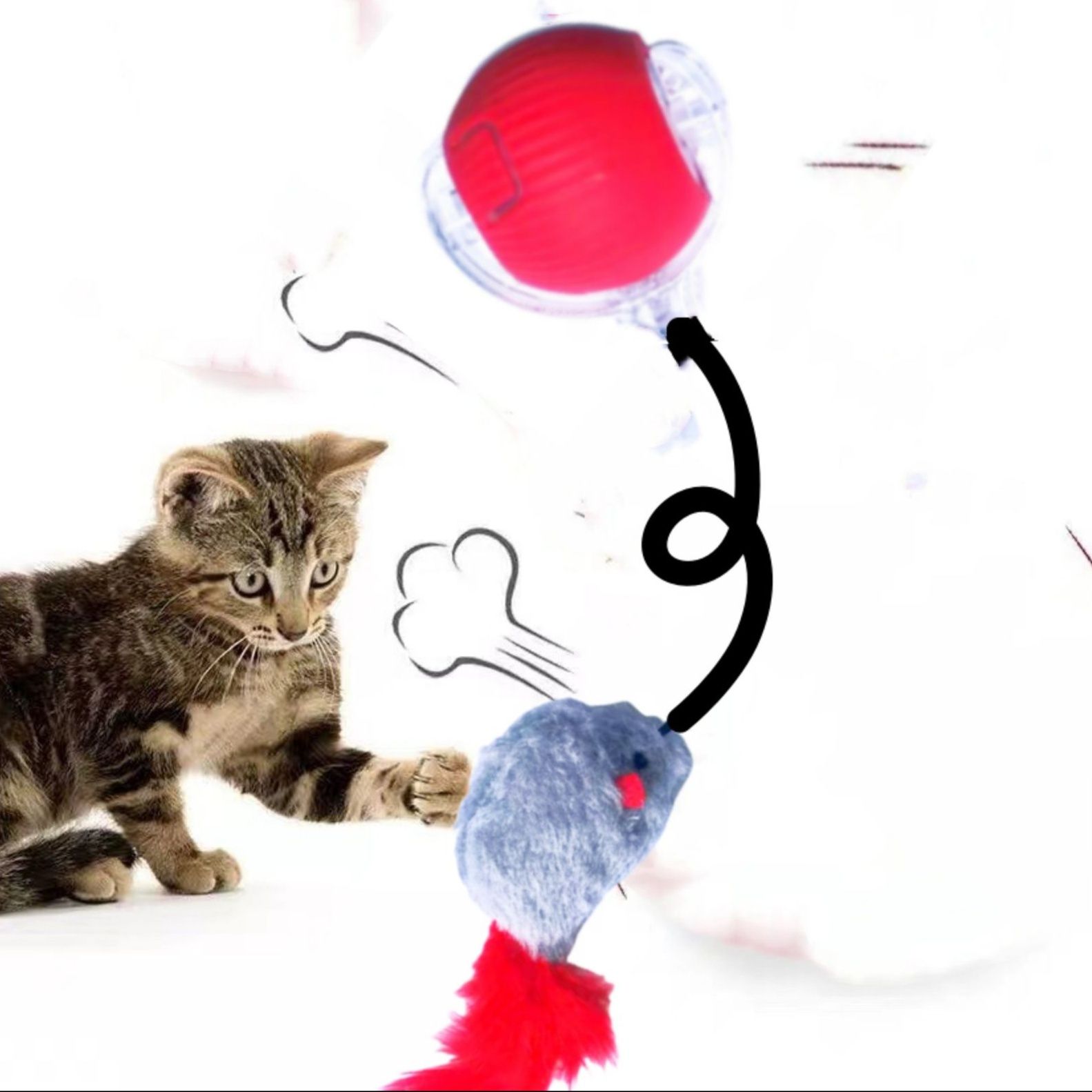 猫 おもちゃ 鳴き声付きネズミパニック