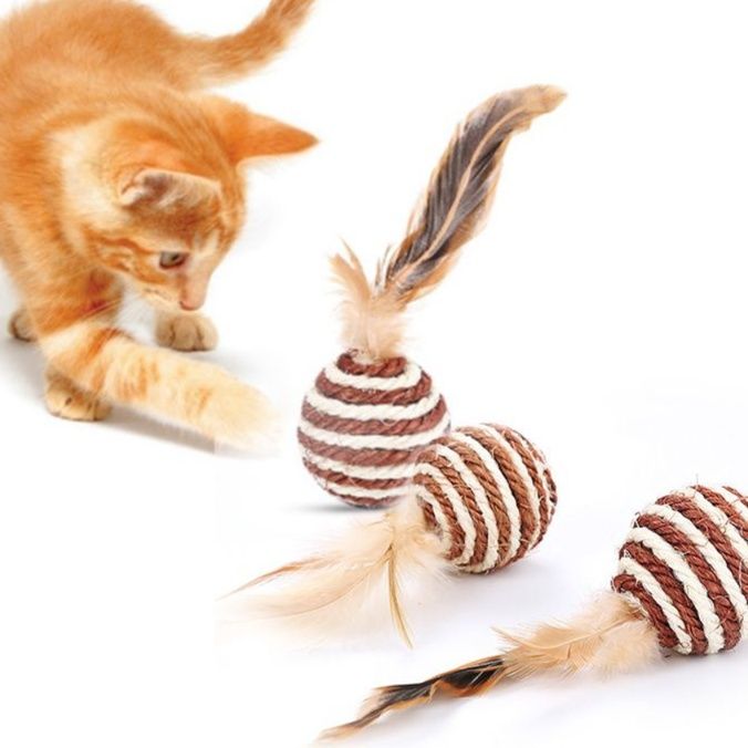 猫 おもちゃ 麻紐ネズミ＆ボールセット遊び