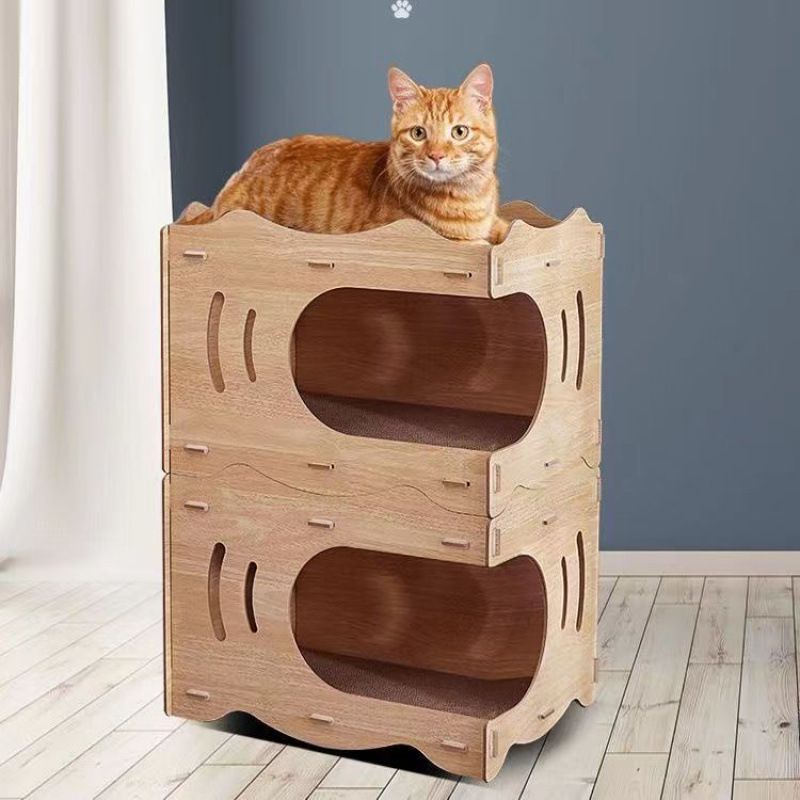 猫 おもちゃ 多機能キャットハウス＆爪とぎ知育セット