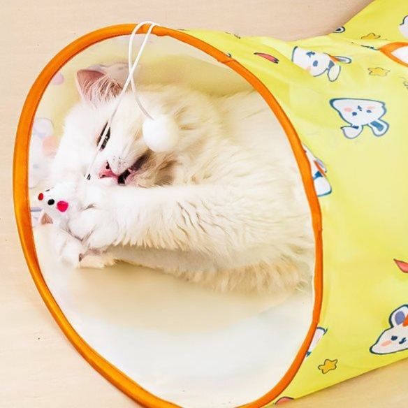 猫 おもちゃ うさぎ柄トンネル型キャットトイ