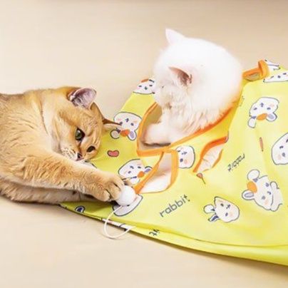 猫 おもちゃ うさぎ柄トンネル型キャットトイ