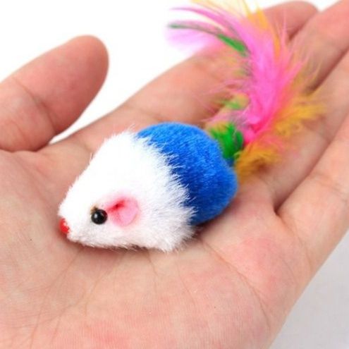 猫 おもちゃ ふわもこ羽つきネズミじゃらし
