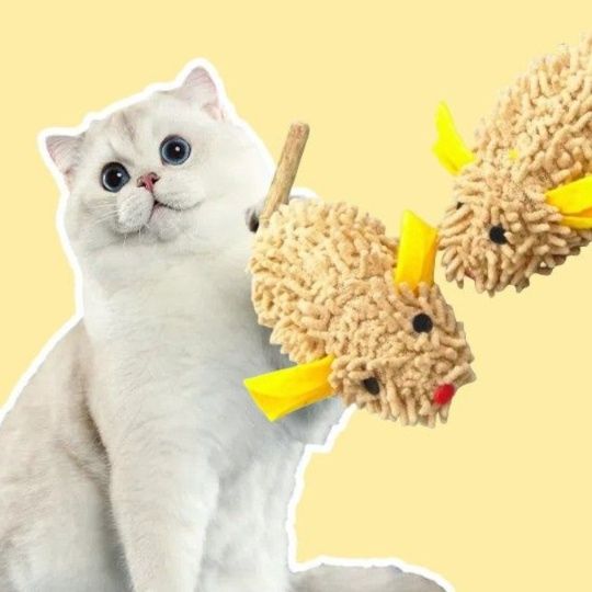 猫 おもちゃ もこもこネズミの歯みがきトイ