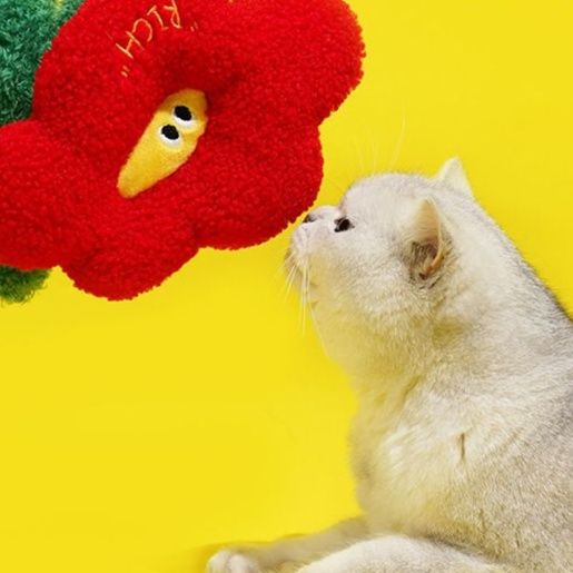猫 おもちゃ おめかしお花のにぎにぎ知育玩具