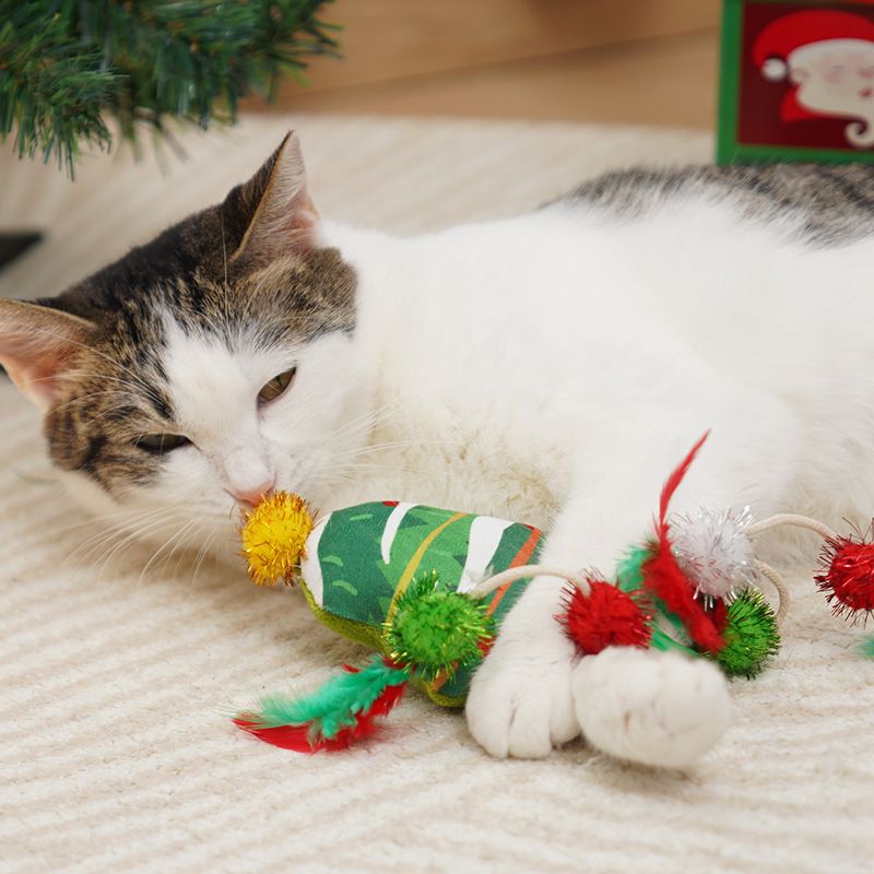 猫 おもちゃ クリスマス☆ベル＆スノーマン遊びセット