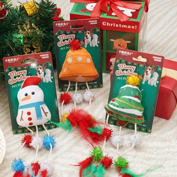 猫 おもちゃ クリスマス☆ベル＆スノーマン遊びセット