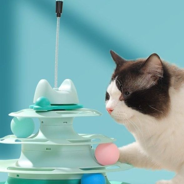 猫 おもちゃ 多層回転式 ボール迷路タワー