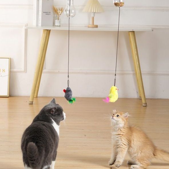 猫 おもちゃ つり下げ式 ネズミ＆バード 猫おもちゃ