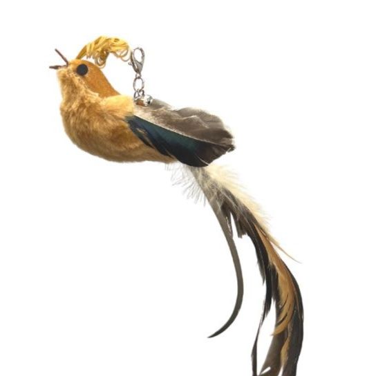 猫 おもちゃ 鳥の羽根付き ゆらゆら猫じゃらし