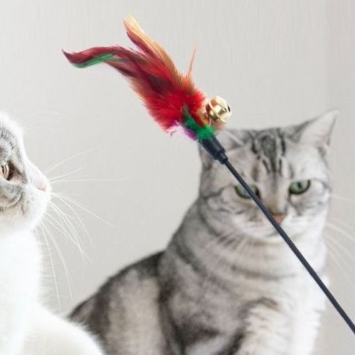 猫 おもちゃ ふわふわ鈴付き棒じゃらし