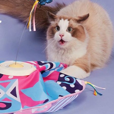 猫 おもちゃ 蝶々舞い踊る猫用ハンター回転盤