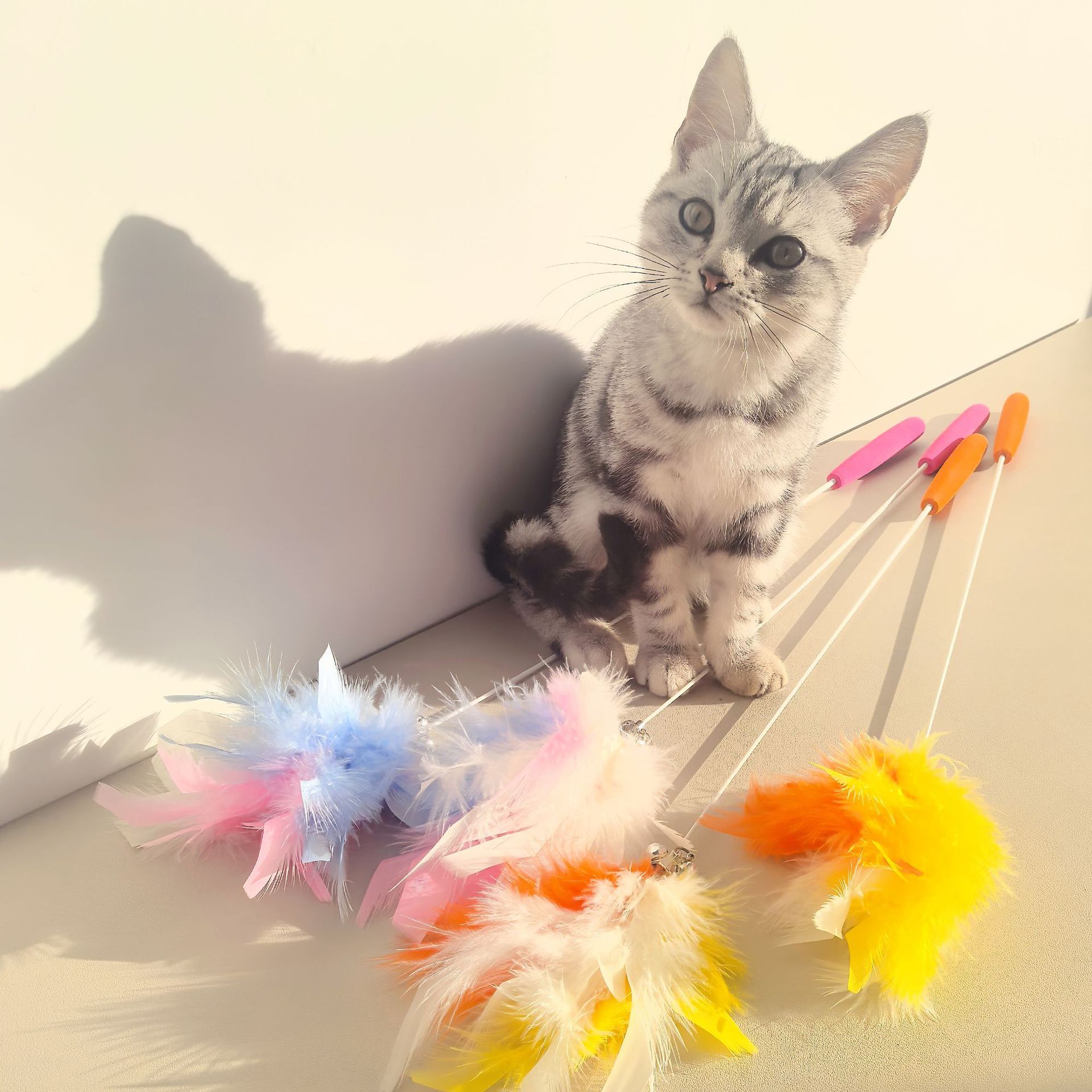 猫 おもちゃ ふわふわ棒型じゃらし知育玩具