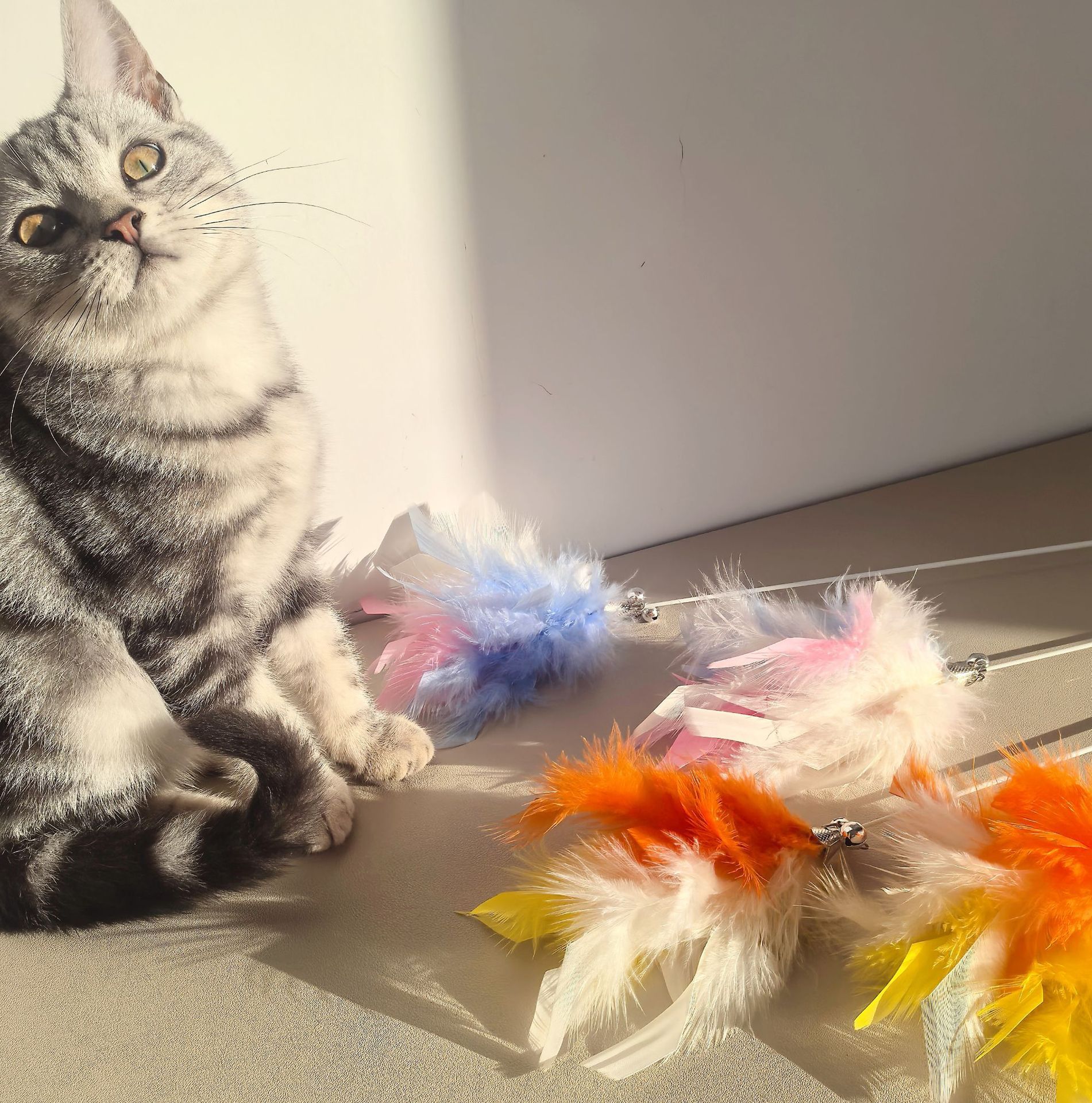 猫 おもちゃ ふわふわ棒型じゃらし知育玩具