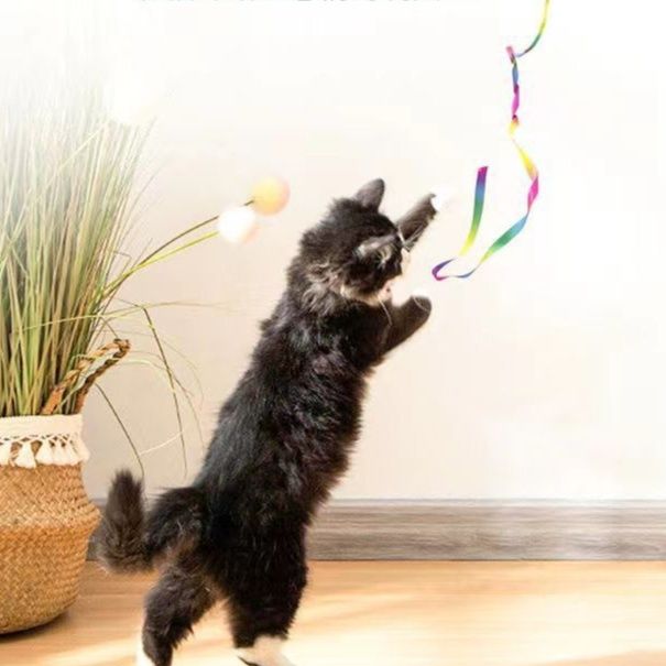 猫 おもちゃ 夢中長時間！ふわふわリボンじゃらし