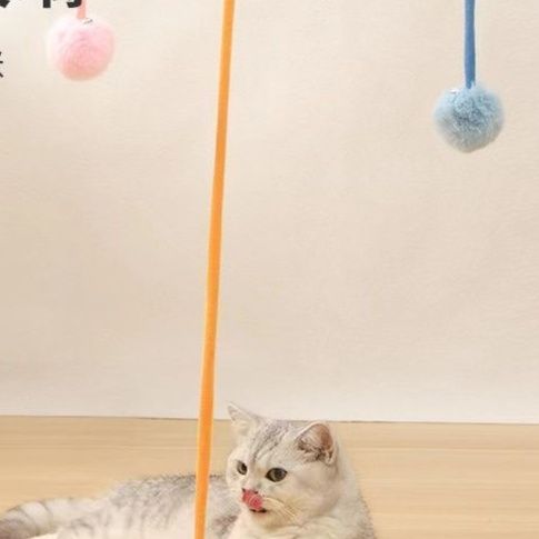 猫 おもちゃ 吊り下げ式 ボール付き伸縮猫じゃらし