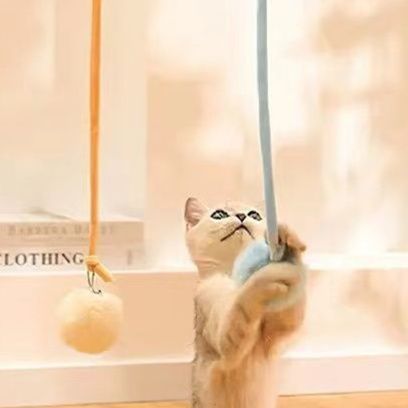 猫 おもちゃ 吊り下げ式 ボール付き伸縮猫じゃらし