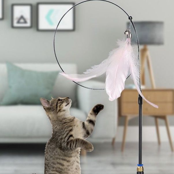 猫 おもちゃ シンプル吸盤式 回転羽根じゃらし
