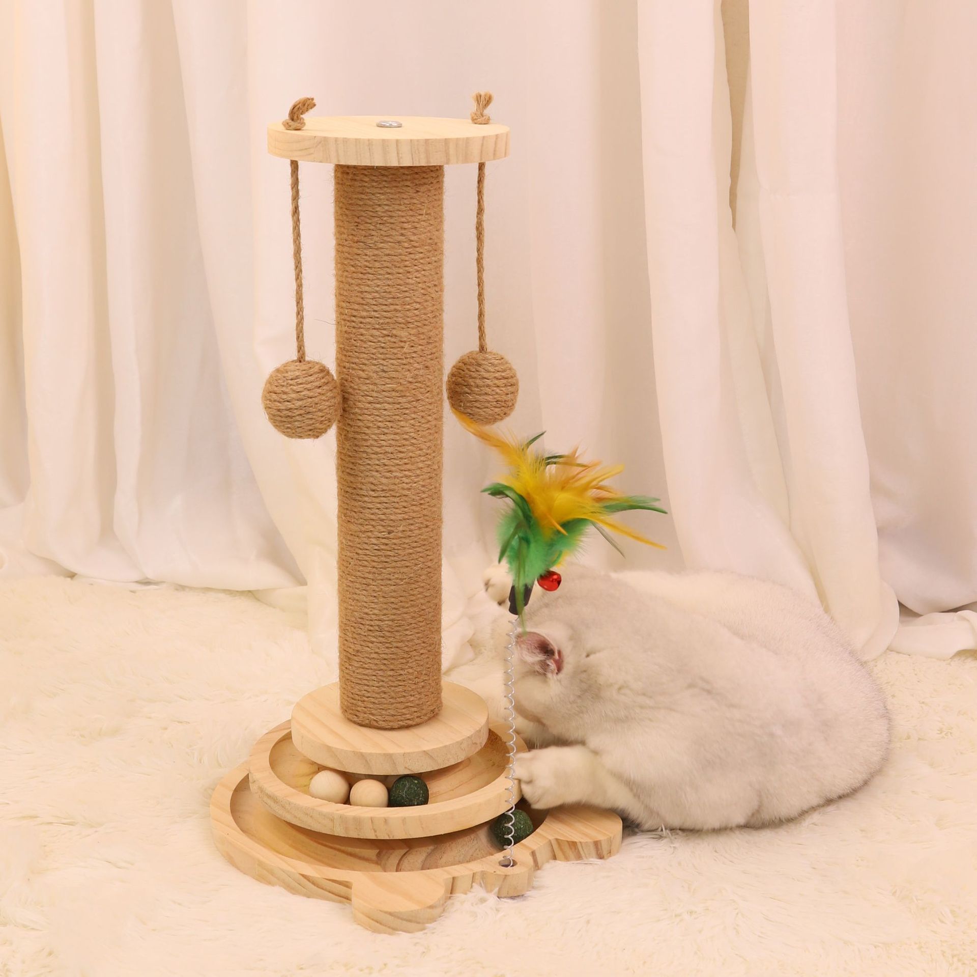 猫 おもちゃ 天然木の猫じゃらしタワーセット