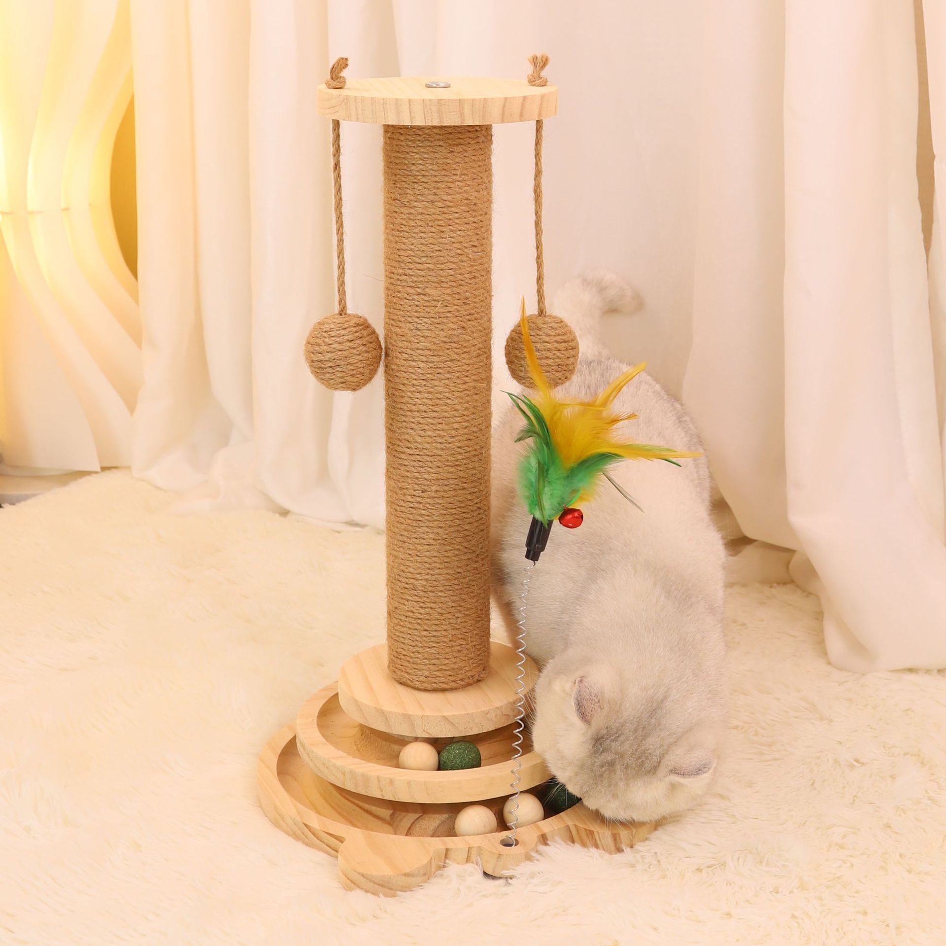 猫 おもちゃ 天然木の猫じゃらしタワーセット
