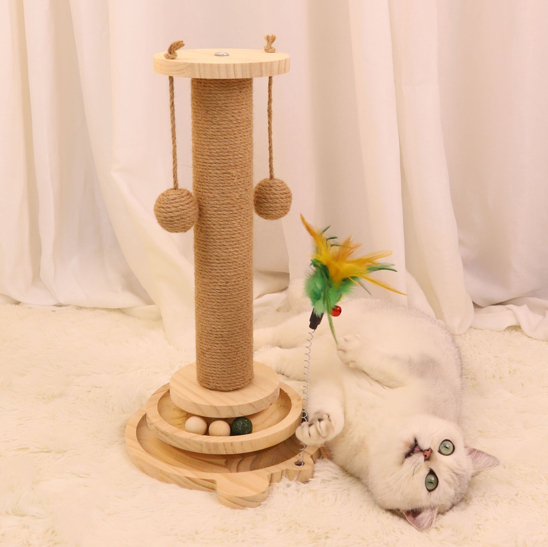 猫 おもちゃ 天然木の猫じゃらしタワーセット