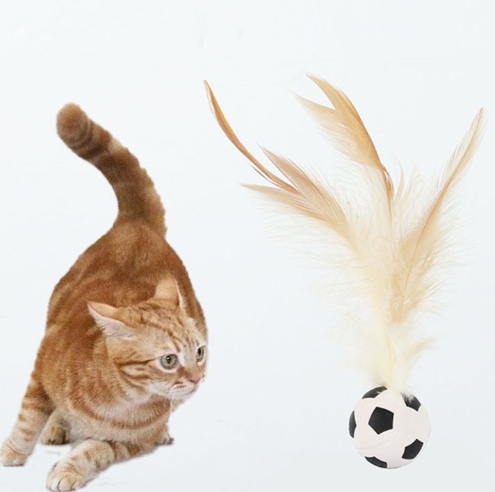 猫 おもちゃ 羽根付きスポーツボール猫じゃらし