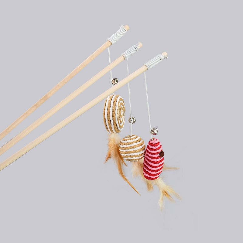 猫 おもちゃ じゃらし棒 ねずみ三兄弟