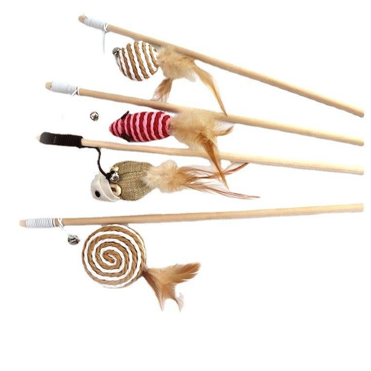 猫 おもちゃ じゃらし棒 ねずみ三兄弟