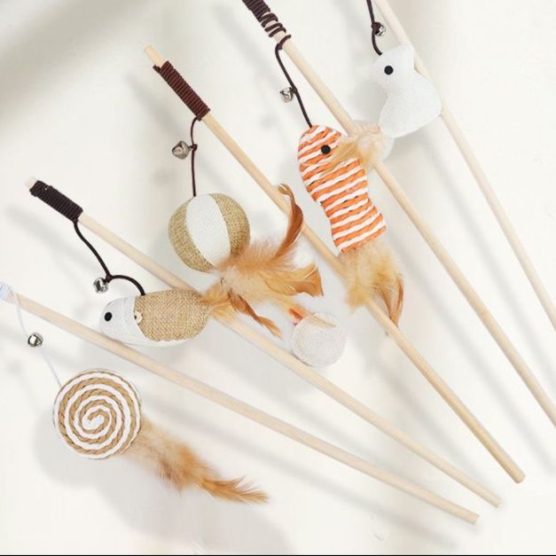猫 おもちゃ じゃらし棒 ねずみ三兄弟