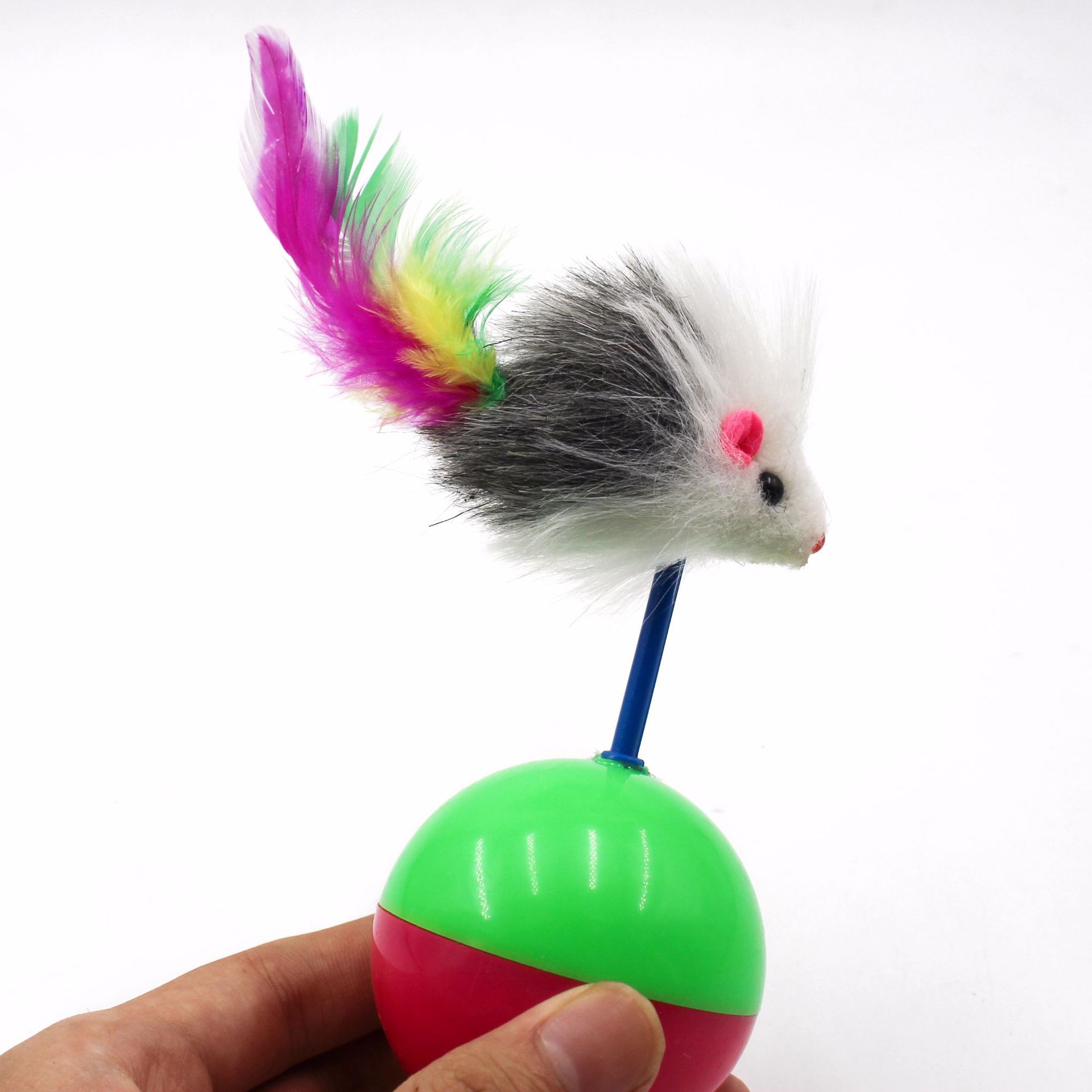 猫 おもちゃ ゆらゆらネズミの玉乗り遊び