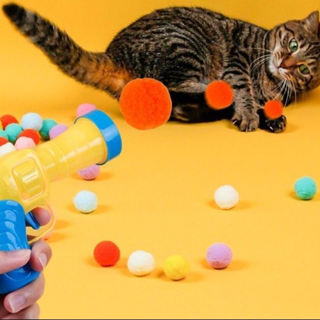 猫 おもちゃ もふもふポンポン発射 猫じゃらし