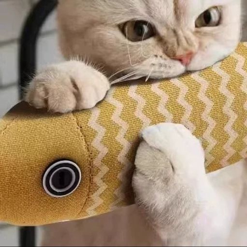 猫 おもちゃ もちもち波柄おさかな猫じゃらし