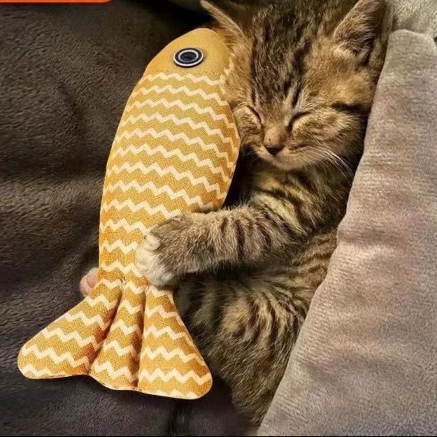 猫 おもちゃ もちもち波柄おさかな猫じゃらし