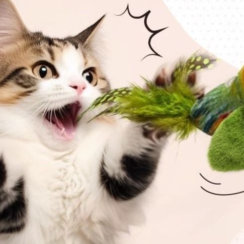 猫 おもちゃ 鳴き声付き小鳥の猫じゃらし