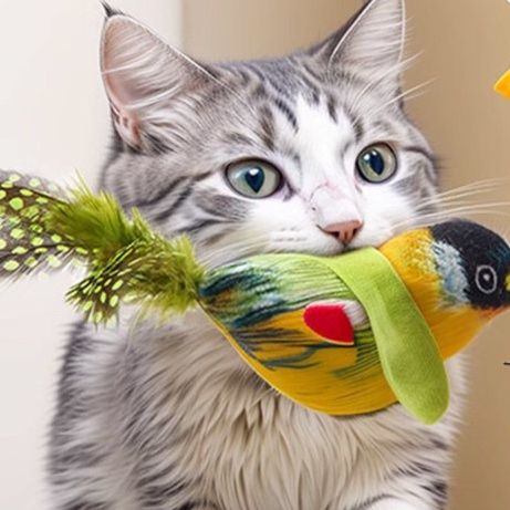 猫 おもちゃ 鳴き声付き小鳥の猫じゃらし