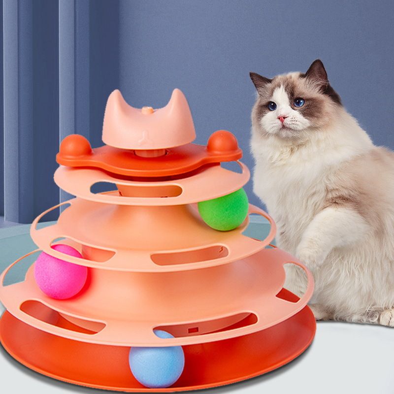 猫 おもちゃ 多層ボール回転タワー 猫じゃらし