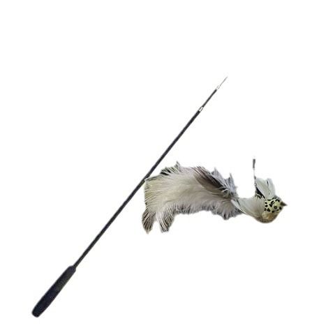 猫 おもちゃ 伸縮自在ロング羽付き猫じゃらし