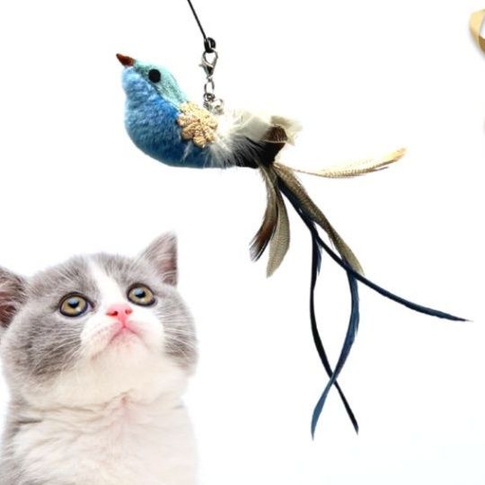 猫 おもちゃ 優雅な羽根つき鈴付き猫じゃらし