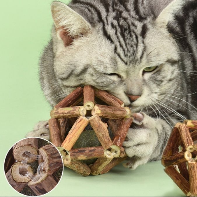 猫 おもちゃ 木製またたび歯磨きボール