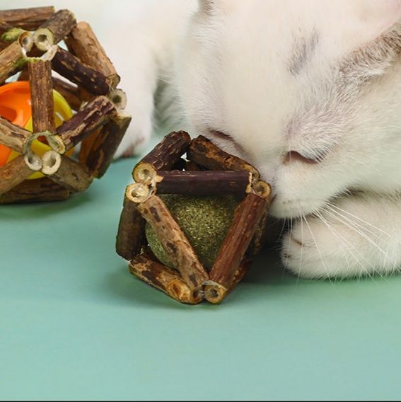 猫 おもちゃ 木枠のまたたびボール