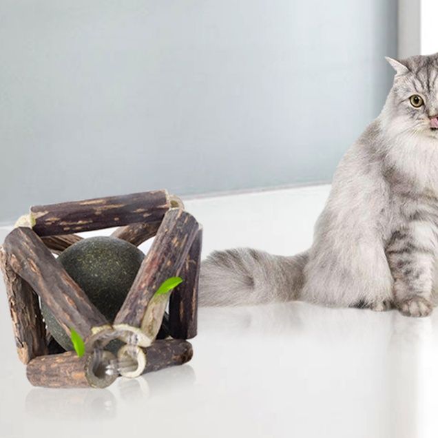猫 おもちゃ 木製幾何学またたびボール