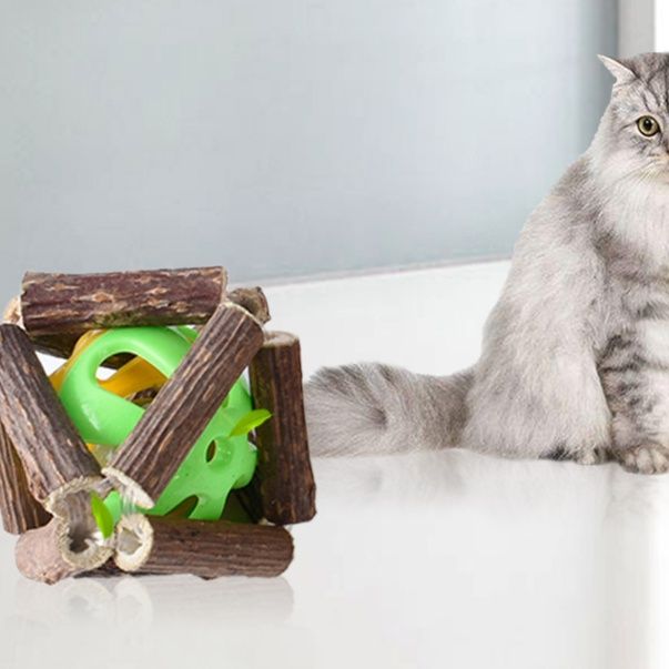 猫 おもちゃ 木製幾何学またたびボール