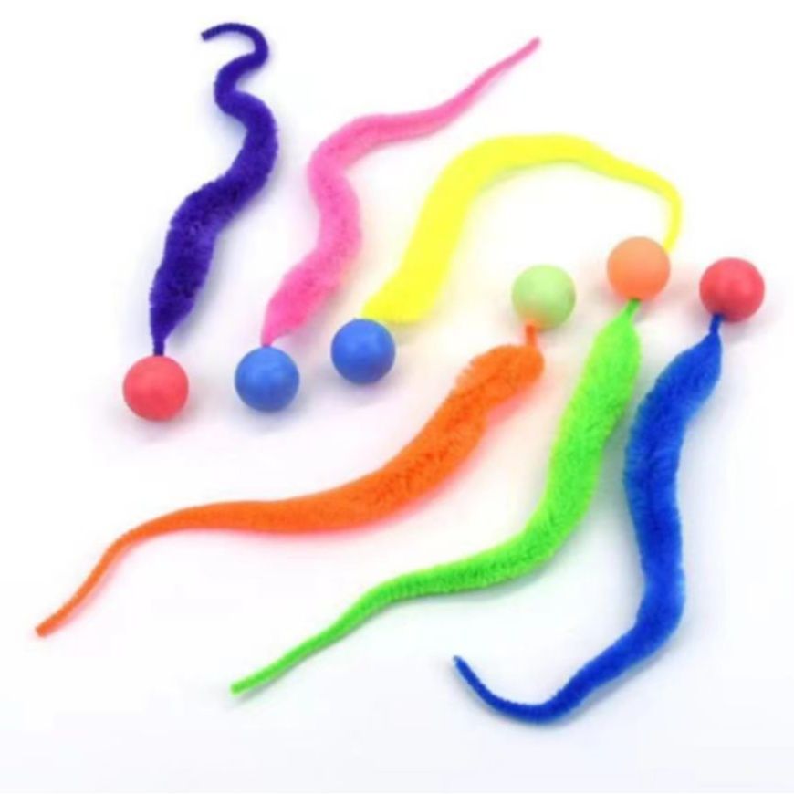 猫 おもちゃ くねくね紐付きボール玉　猫じゃらし