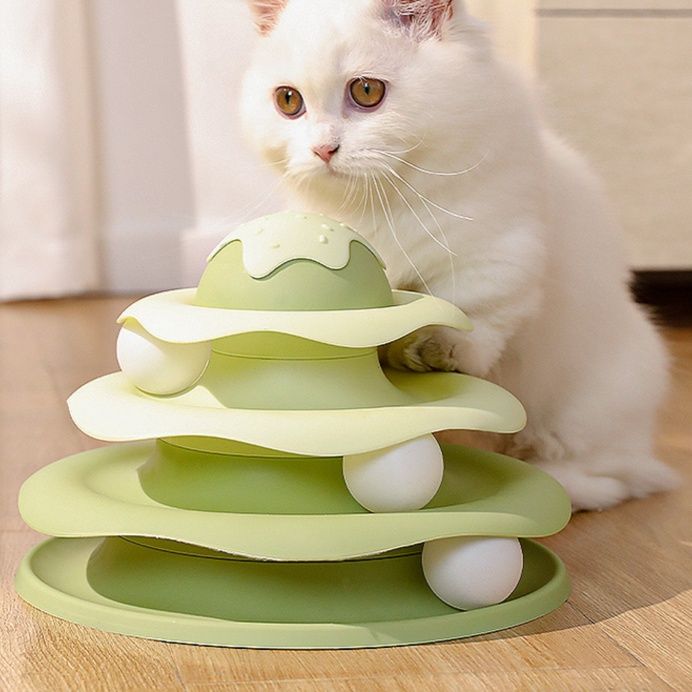 猫 おもちゃ 猫用回転式四段タワー　知育玩具