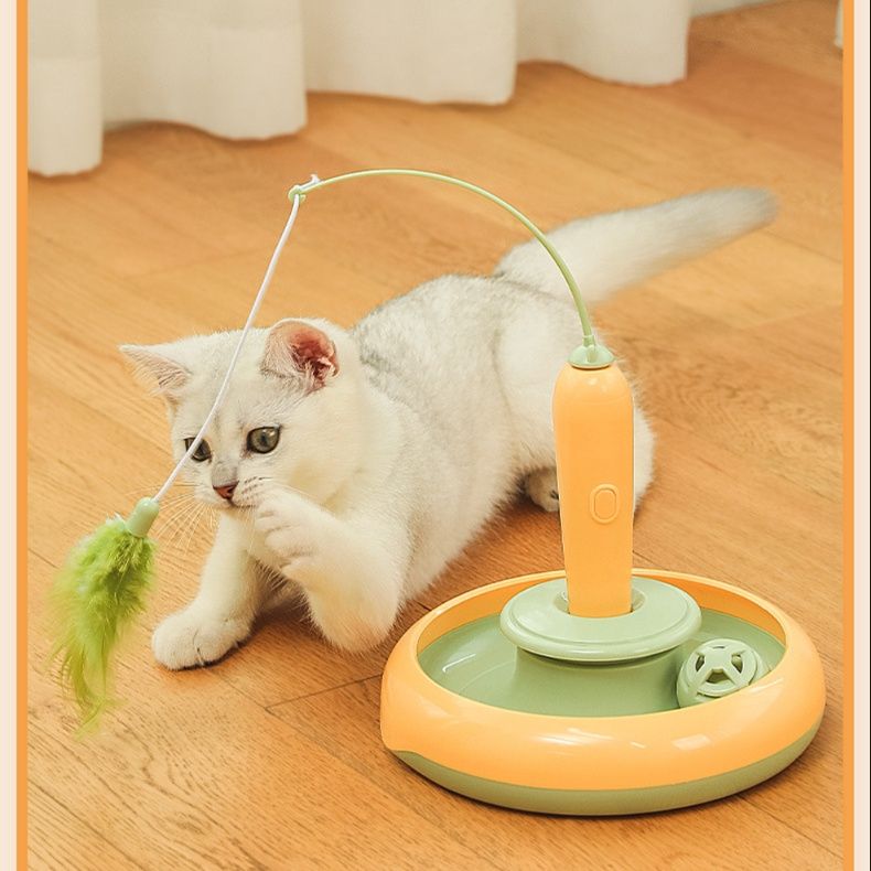 猫 おもちゃ 電動回転式羽根付き　猫じゃらし　台座タイプ